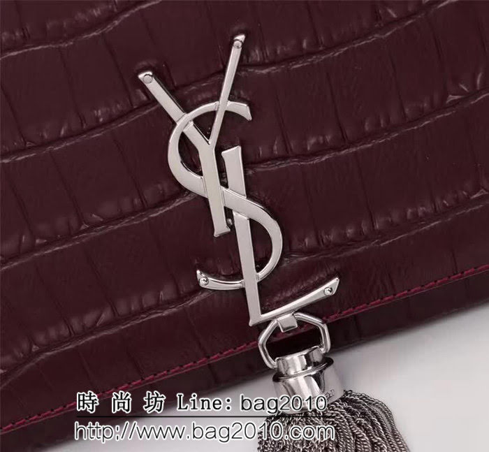 YSL聖羅蘭 專櫃原版鱷魚牛皮 鏈條流蘇單肩小包 F311224 YAS1162